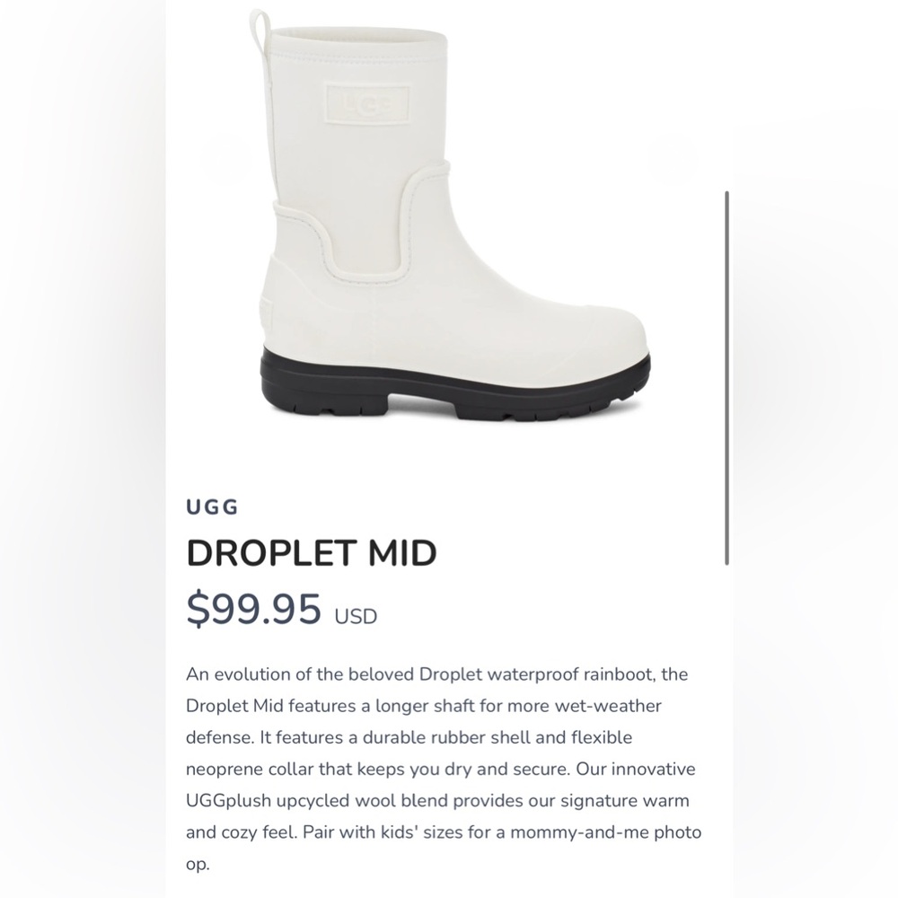 UGG women size 8 White Rain Boots never worn - Picture 7 of 7